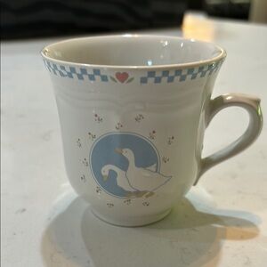 White and Blue Ceramic Mug with Moon Motif